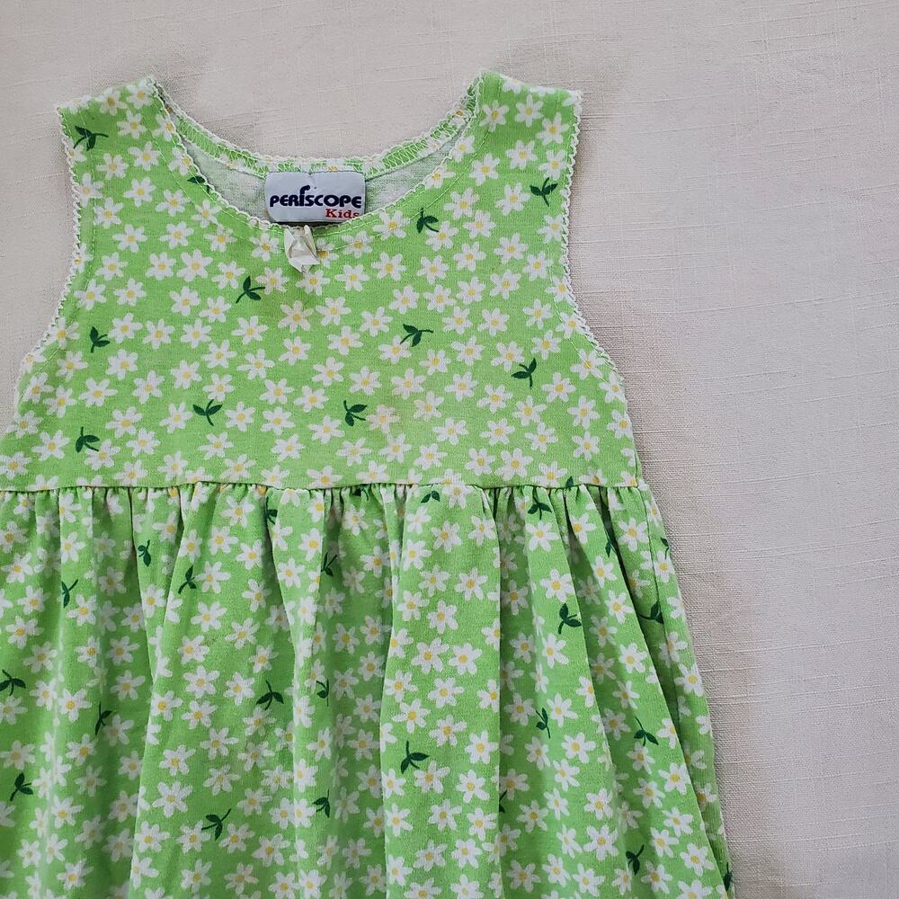 Vintage Green Daisy Sleeveless Dress 4t - Picture 6 of 7